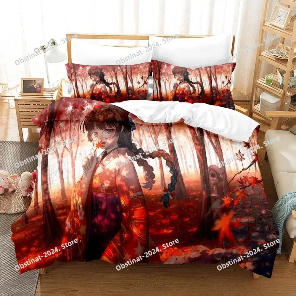 2025년 개성 있는 가상 유튜버 츠키노 미토 침구 세트 베개 커버 포함 부드러운 싱글 더블 퀸 킹 사이즈