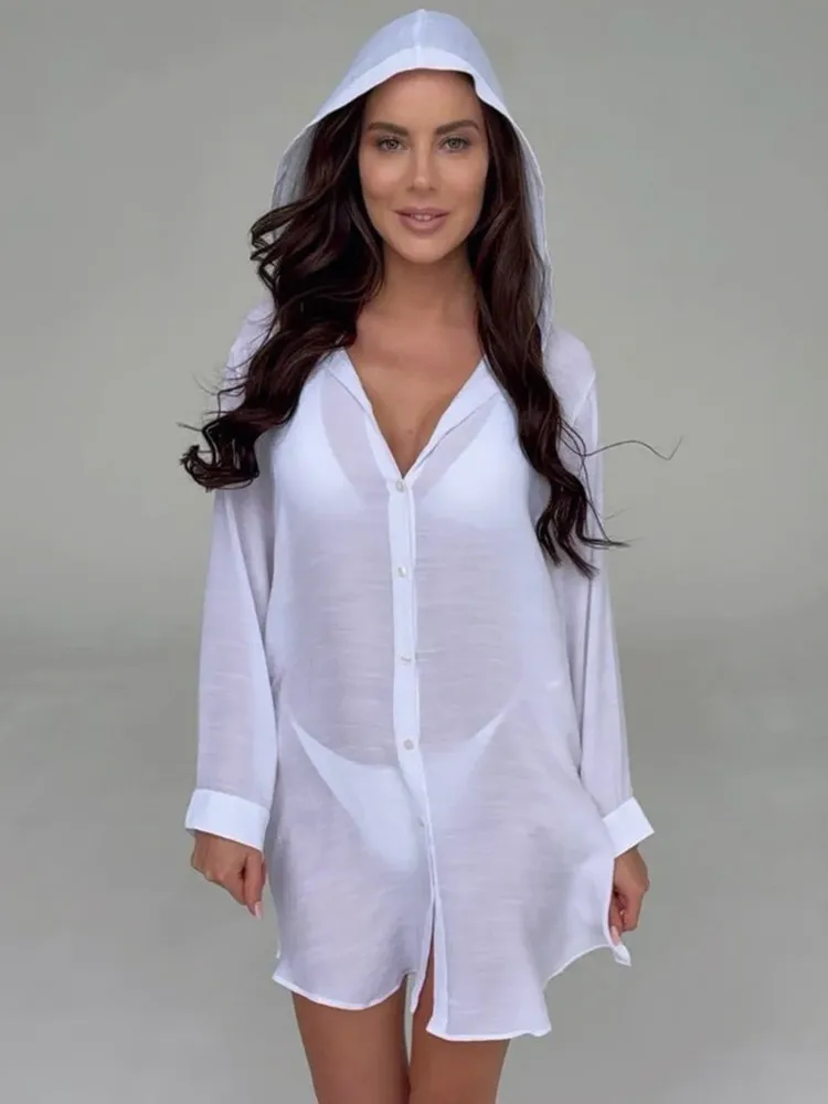 

BKLD 2026 Women's Sun Protection Beach Shirts Dress New Arrival Vacation Casual Single-Breasted Long Sleeve Swimsuit Cover-Ups