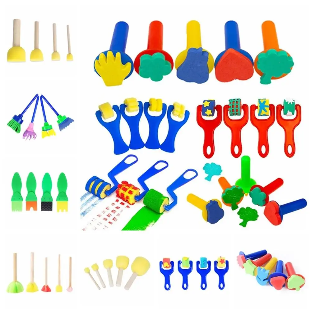 DIY 스폰지 스탬프 브러시 키트, 버섯 스틱, 수제 창작 스폰지 스탬프 브러시, EVA 롤러 플라워