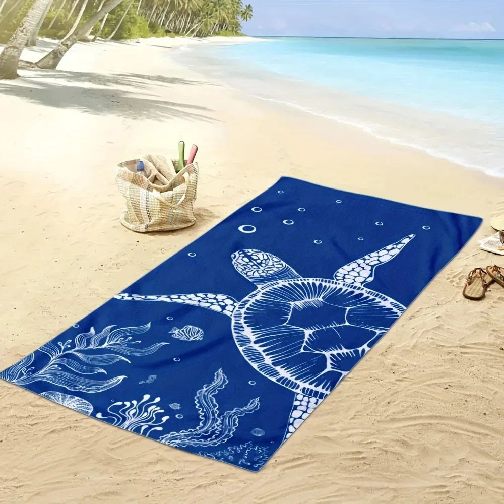 Soft Microfiber Turtle Print Beach Towel Absorbent Windproof Blanket For Outdoor Travel Camping Beach Vacation