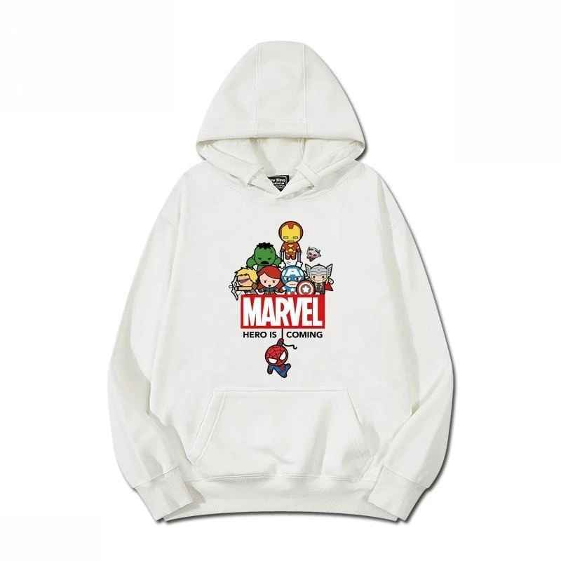 سترة بغطاء للرأس مطبوعة برسوم كارتونية للأبطال الخارقين من Marvel للرجال باللون الأسود والأبيض من القطن كاجوال بأكمام طويلة للخريف والشتاء ملابس خروج عصرية كوسبلاي #2