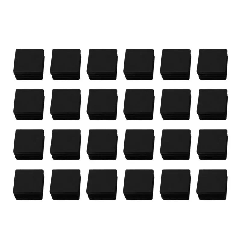 ABFS 144 Pcs 30Mm X 30Mm Plastic Ribbed Square End Caps Tube Insert Black