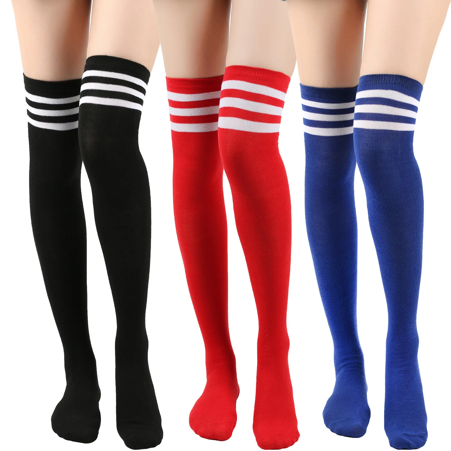 Women Socks Striped Socks Three Bars Academic Style Thigh Socks Stocking Performance Socks High Tube Women Socks