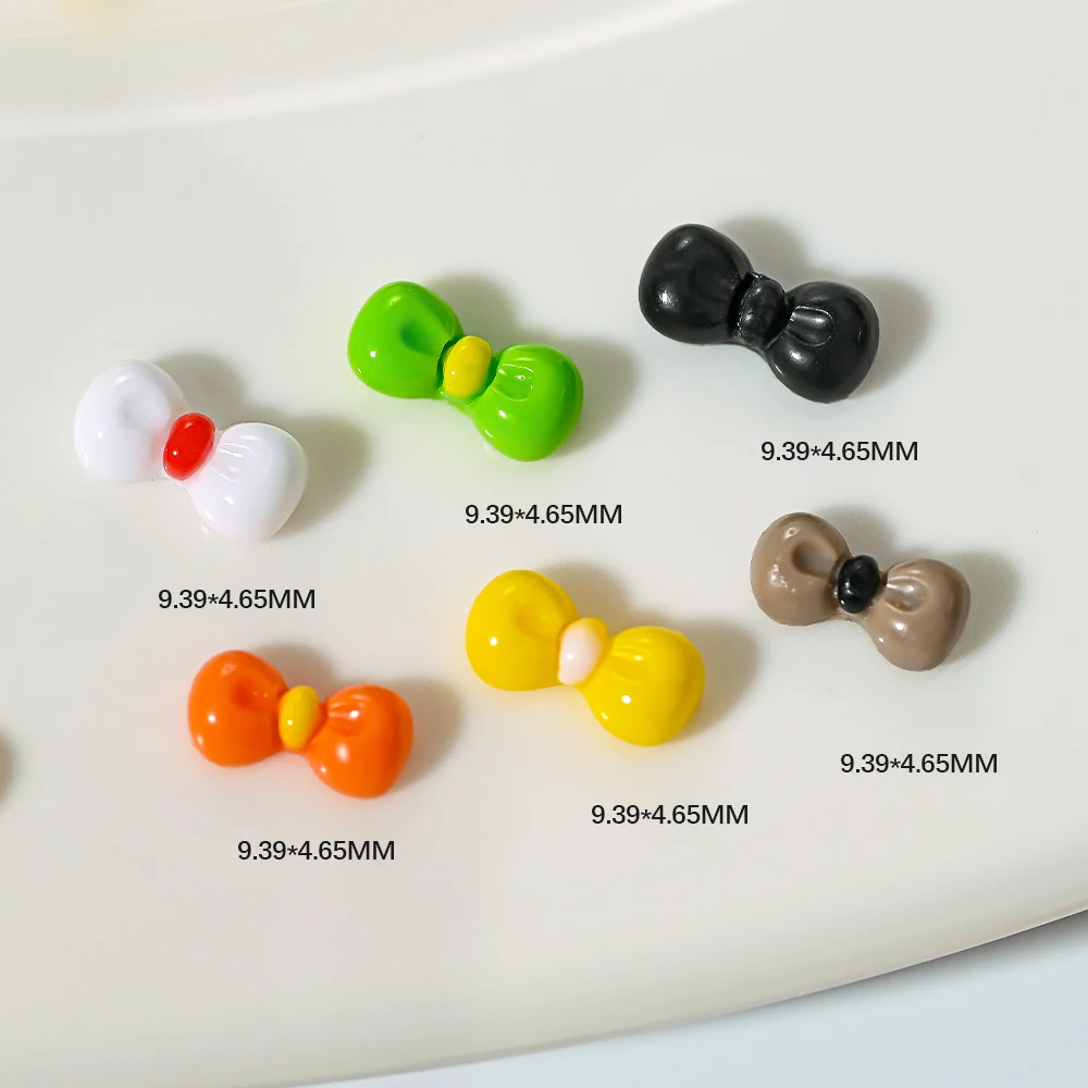 

50g/Bag 3D Resin Cute Bow Tie Nail Art Charms Dopamine Color FlatBack Bowknot Diamond Nail Decoration Mixed Bow Nail Rhinestones