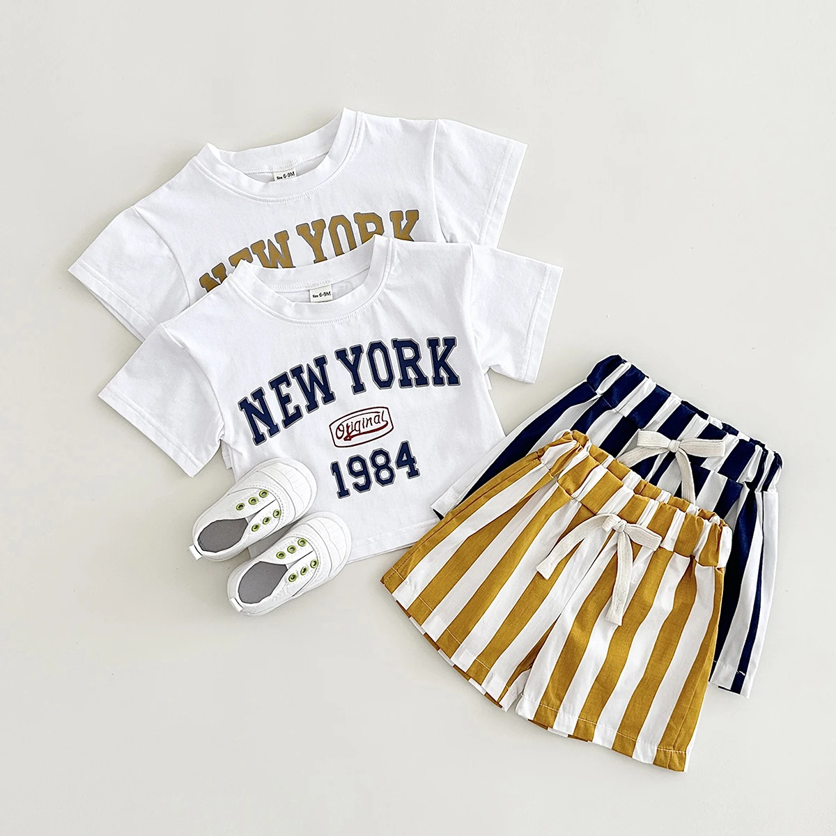 2024 Summer Baby Clothes Newborn Boys Sets Casual Letter Print Short-Sleeved Cotton T-Shirt +Bars Shorts Children Outfit Suit