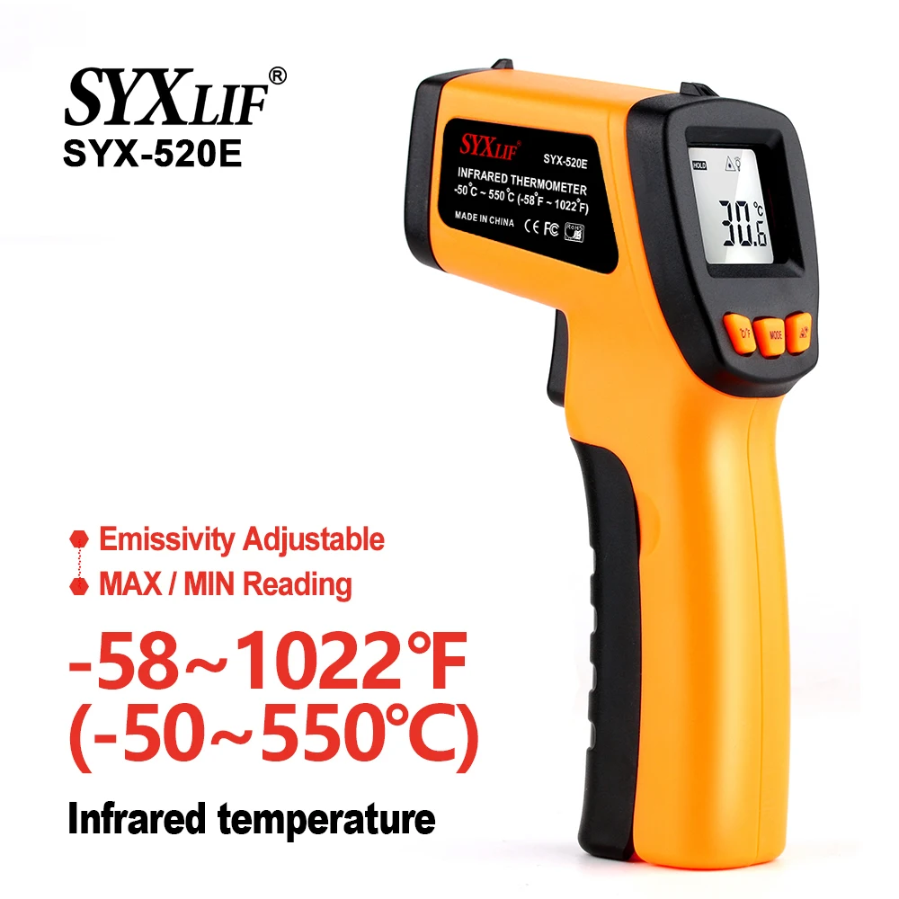 XRCLIF-termómetro infrarrojo láser sin contacto, pirómetro infrarrojo, medidor de temperatura IR, pistola de temperatura láser sin contacto