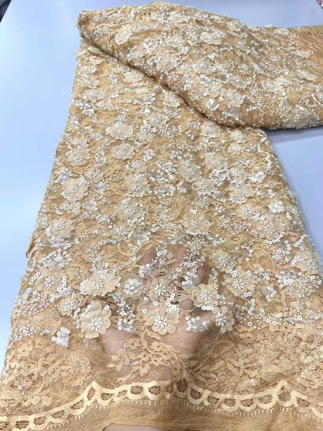 

Африканское нигерийское французское кружево из тюля с бисером и пайетками, новинка 2026 года, горячая распродажа, высококачественная ткань для свадебных и вечерних платьев для невесты