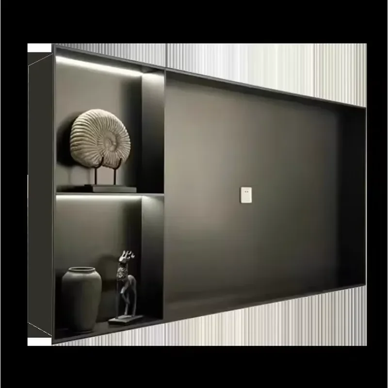 Customized Simple Style Metal Floating TV Wall Mounted Cabinet Living Room Furniture Backlight Extendable for Bedroom