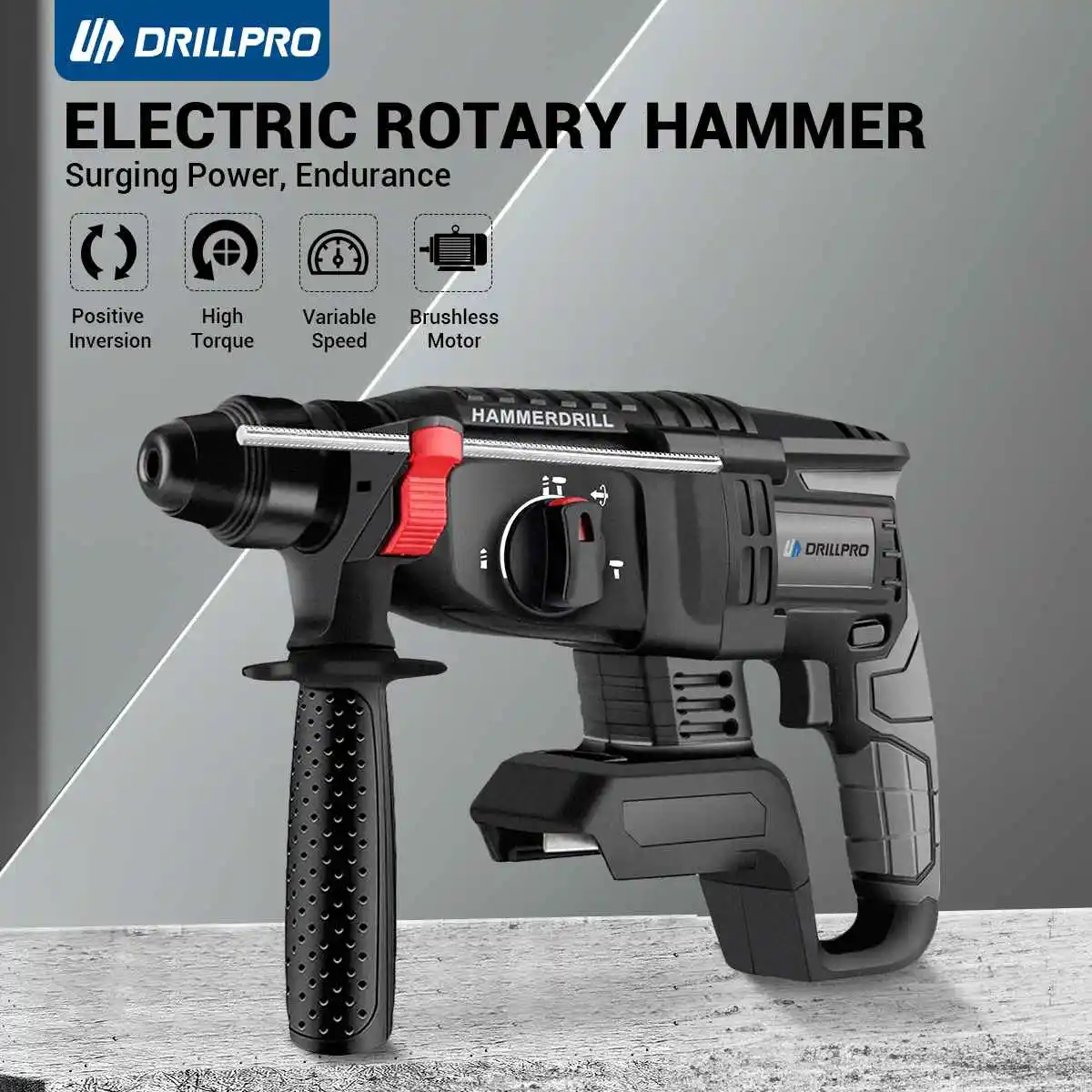 Drillpro 26mm Brushless Electric Hammer Cordless Rotary Hammer Impact Drill Multifunctional Power Tool For Makita 18V Battery