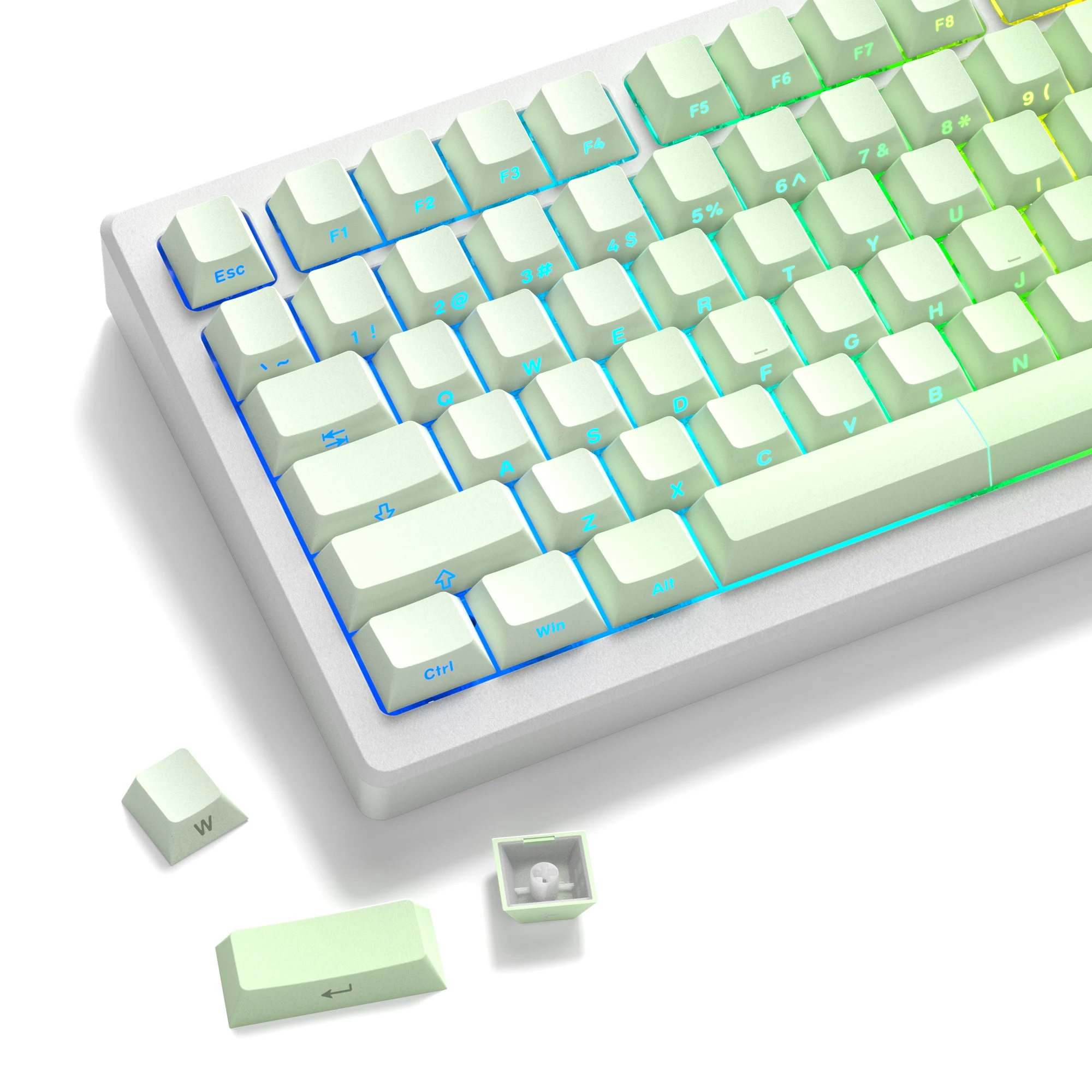 Fruit Green Side Printed Shine Through Keycap Double Shot PBT Keycaps Cherry Profile for Cherry Gateron MX Switch Gamer Keyboard