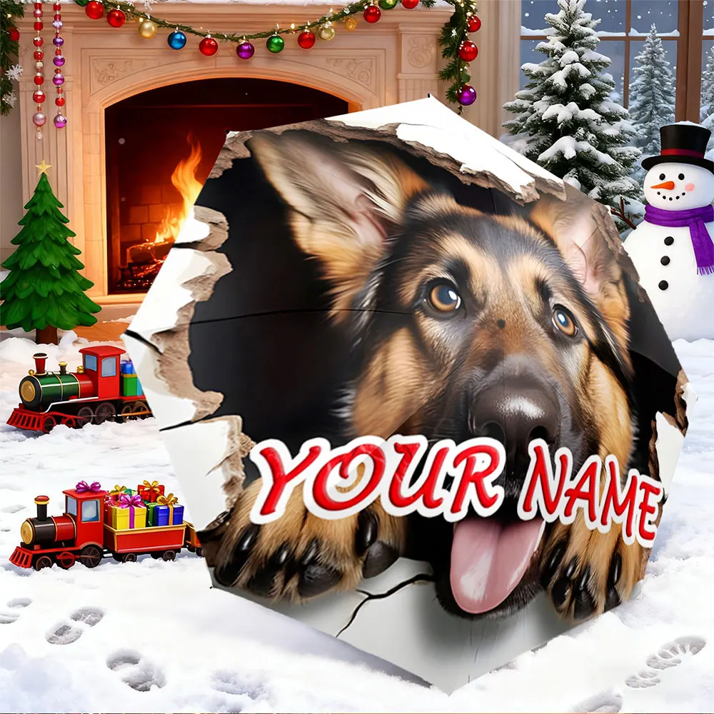 Custom Name Umbrella， Personalized German Shepherd Design Umbrella – Custom Name Feature ,Portable Folding Umbrella, Gift