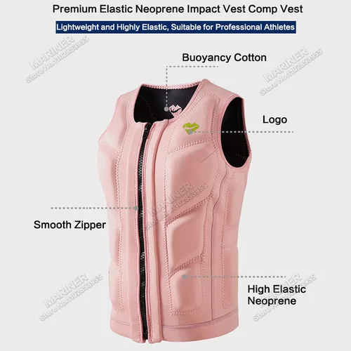 Imagen 2 del producto Chaleco de impacto de neopreno elástico de primera calidad para surf, chaleco Comp para hombres y mujeres, ideal para todas las demás actividades de deportes acuáticos, chaleco salvavidas