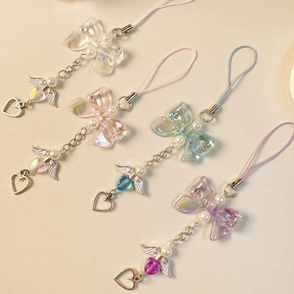 

Подвеска-шнурок для телефона в виде сердца с бахромой и крыльями, милый кулон-шарм для телефона и рюкзака