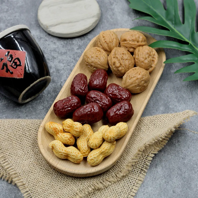 5PCS Simulation Walnut Jujube Fake Nut Artificial Peanut Food Model Wedding Window Table Props Kitchen Toys home decor