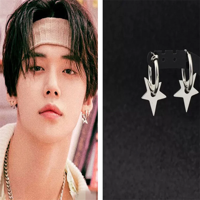 Idol Boy YEONJUN Earrings Stars Titanium Steel Wind Ear Clasps Earrings Jewelry Decoration Fan Gifts