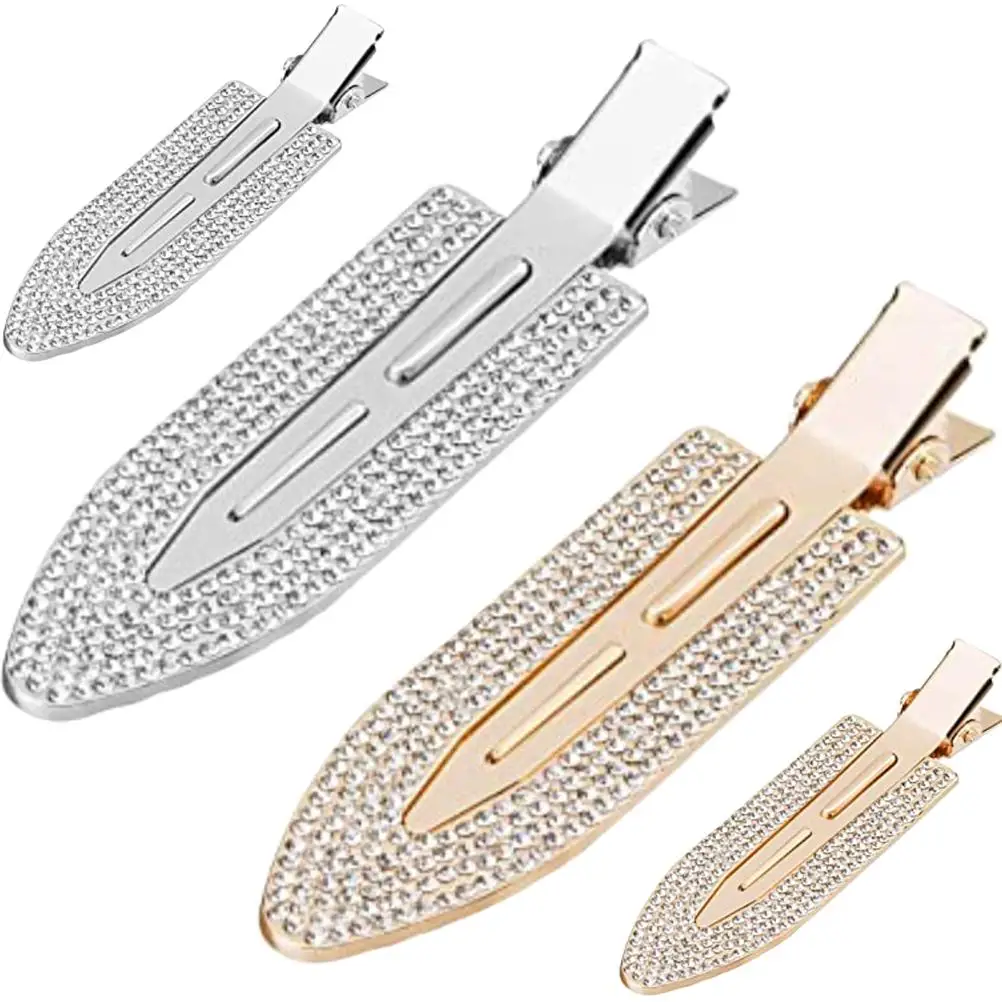 

4Pcs Rhinestone Hair Clips No Bend Crease Makeup Lightweight Styling Sectioning For Women Bangs Wedding Birthday Trendy Alloy