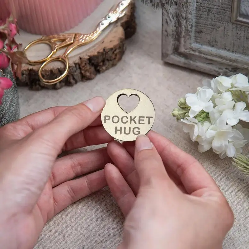 Pocket Hug Tokens Engraved Wooden Tokens Keepsake Wooden Coin Round Pocket Hug Keepsake Pocke Charm With Inspirational Words For