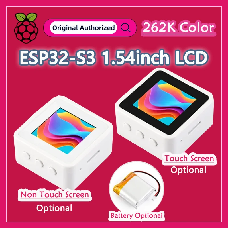 Waveshare ESP32-S3 1.54inch LCD DisplayTouch Screen/Batt Optional, 240×240,262K Color,upports Dual Microphones,2.4GHz Wi-Fi BLE5