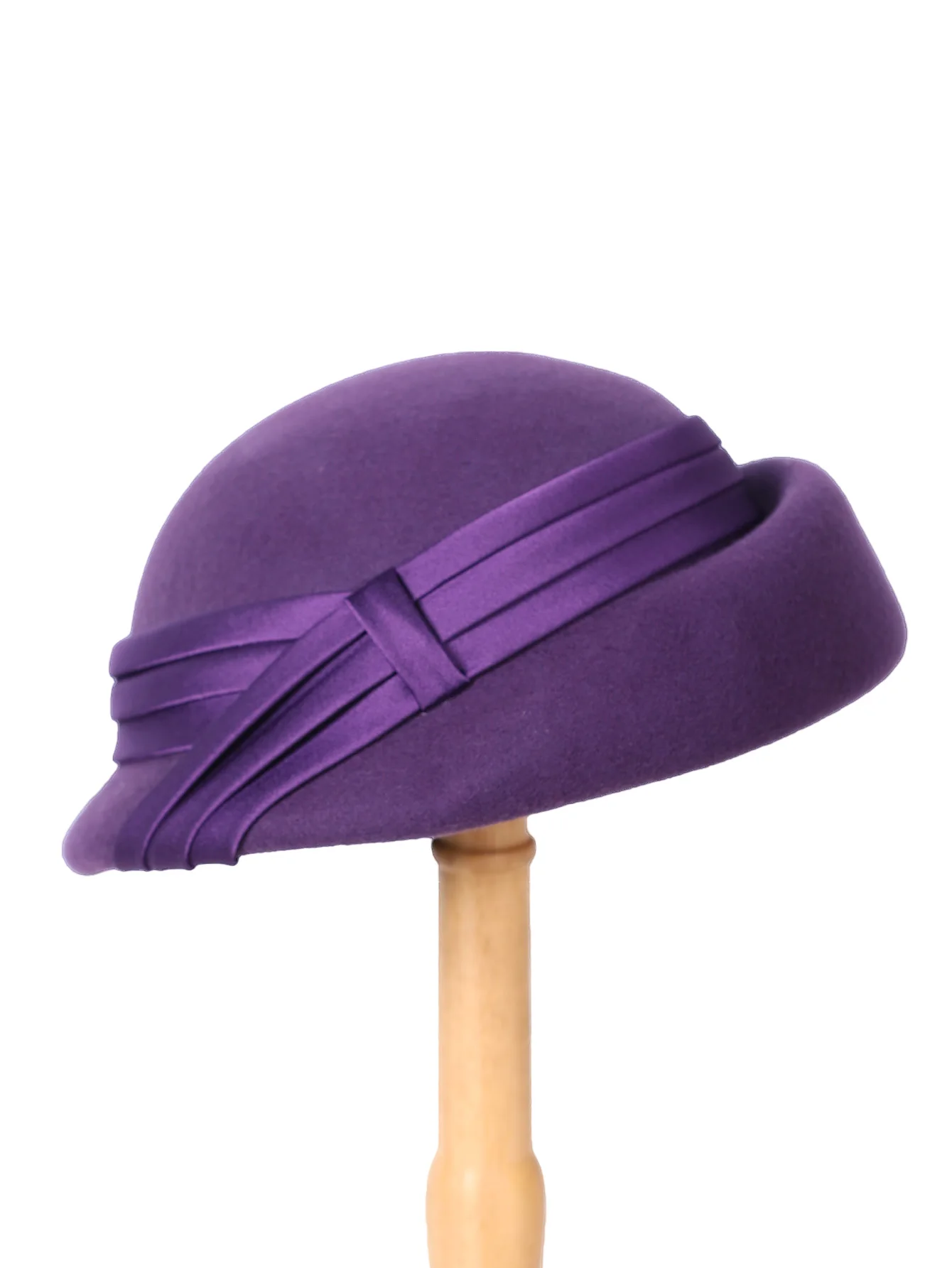 Elegant Wool Felt Fascinator Hat for Women Winter Beret Cap with Ribbon for Wedding Formal Church Tea Party Dress Millinery