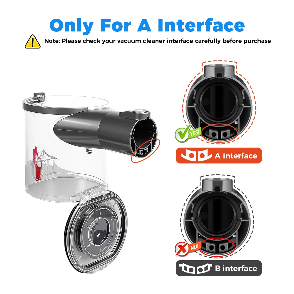 For Dyson V6 DC58 DC59 DC62 DC74 Vacuum Cleaner Accessories Dust Bin Dust Cup with A Interface Rear Motor Cover HEPA Filter Part