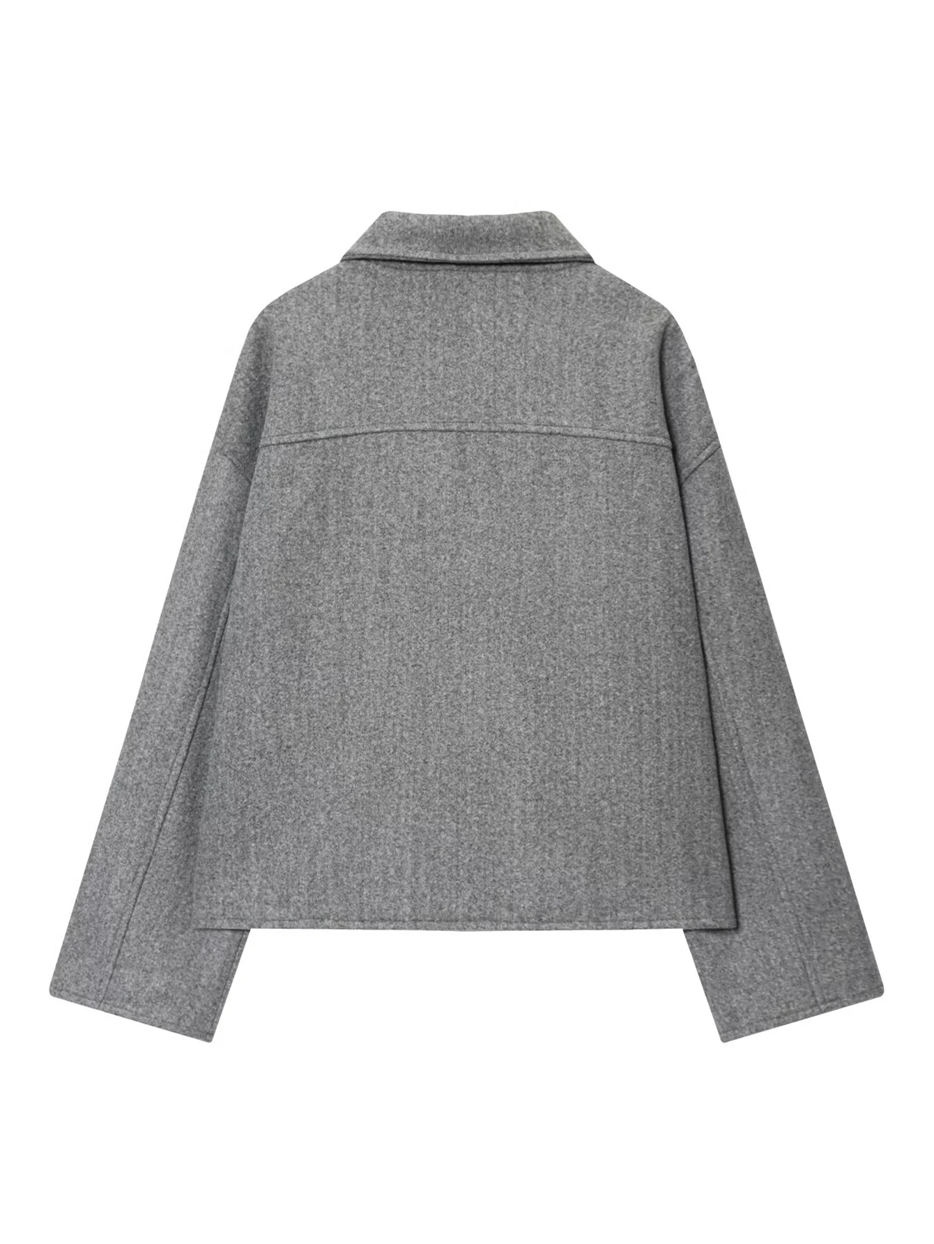 2025 autunno e inverno nuovo stile europeo e americano alla moda versatile giacca di lana con cerniera e tasca grande bicolore