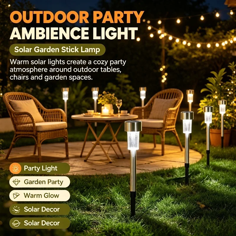 Outdoor Solar Path Lights, Clear LED Garden Stakes for Lawn Yard Walkway Patio Courtyard Landscape Decoration Lighting