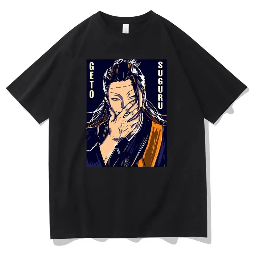 Camiseta con estampado gráfico de Anime japonés Jujutsu Kaisen Suguru Geto, camiseta informal de moda con cuello redondo de manga corta de talla grande para mujer