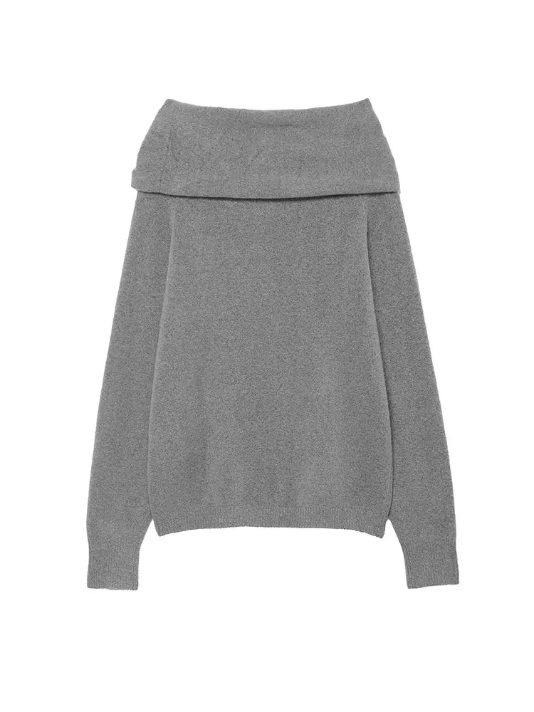 NLZGMSJ سترة نسائية بلوفر 2025 خريف شتاء موضة جديدة بلون سادة وأكمام طويلة بلوزة نسائية أنيقة عالية الشارع