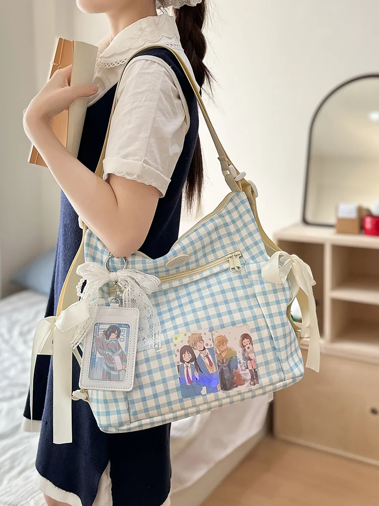 

Сводная женская студенческая сумка через плечо двойного назначения, высокое эстетическое значение, корейский мягкий нейлоновый материал