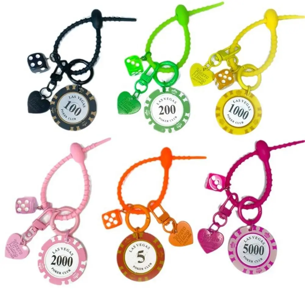 Silicone Lucky Chip Keychain Gaming Club Number Block Las Vegas Series Chip Pendant Creative Multi Functional