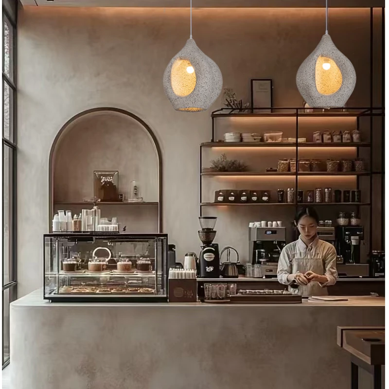 Wabi Sabi Led رمادي الحليب الشاي مقهى قلادة مصباح الأوروبي الرجعية ستار بقعة الأحمر تأثيث المنزل غرفة المعيشة غرفة نوم Droplight