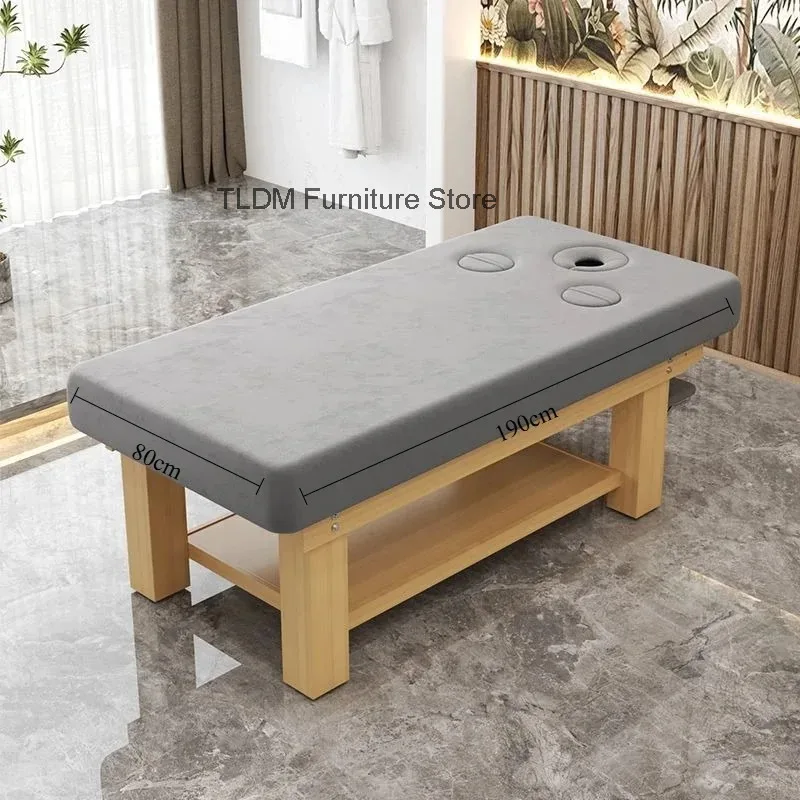 Lash Solid Wood Massage Table Professional Beauty Bed Adjustable Spa Treatment Couch for Salon Physiotherapy Facial Therapy Bed