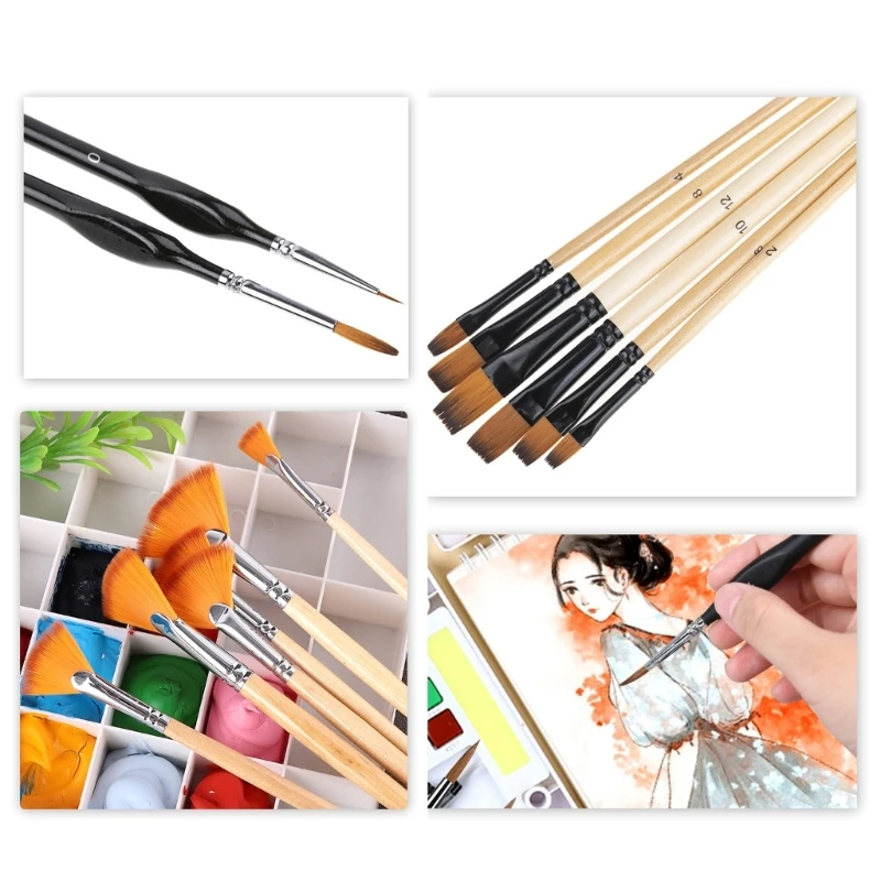 Pincel pintura profesional oblicuo redondo punta abanico, pincel acuarela, delineador, para aceite acuarela