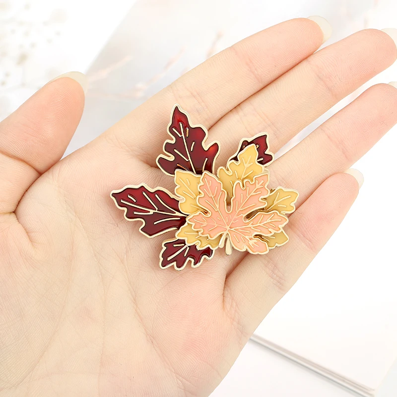 Maple Leaf Soft Enamel Pin Custom Multi-layer Brooches Bag Lapel Pin Cartoon Plant Jewelry Gift for Kids Friends