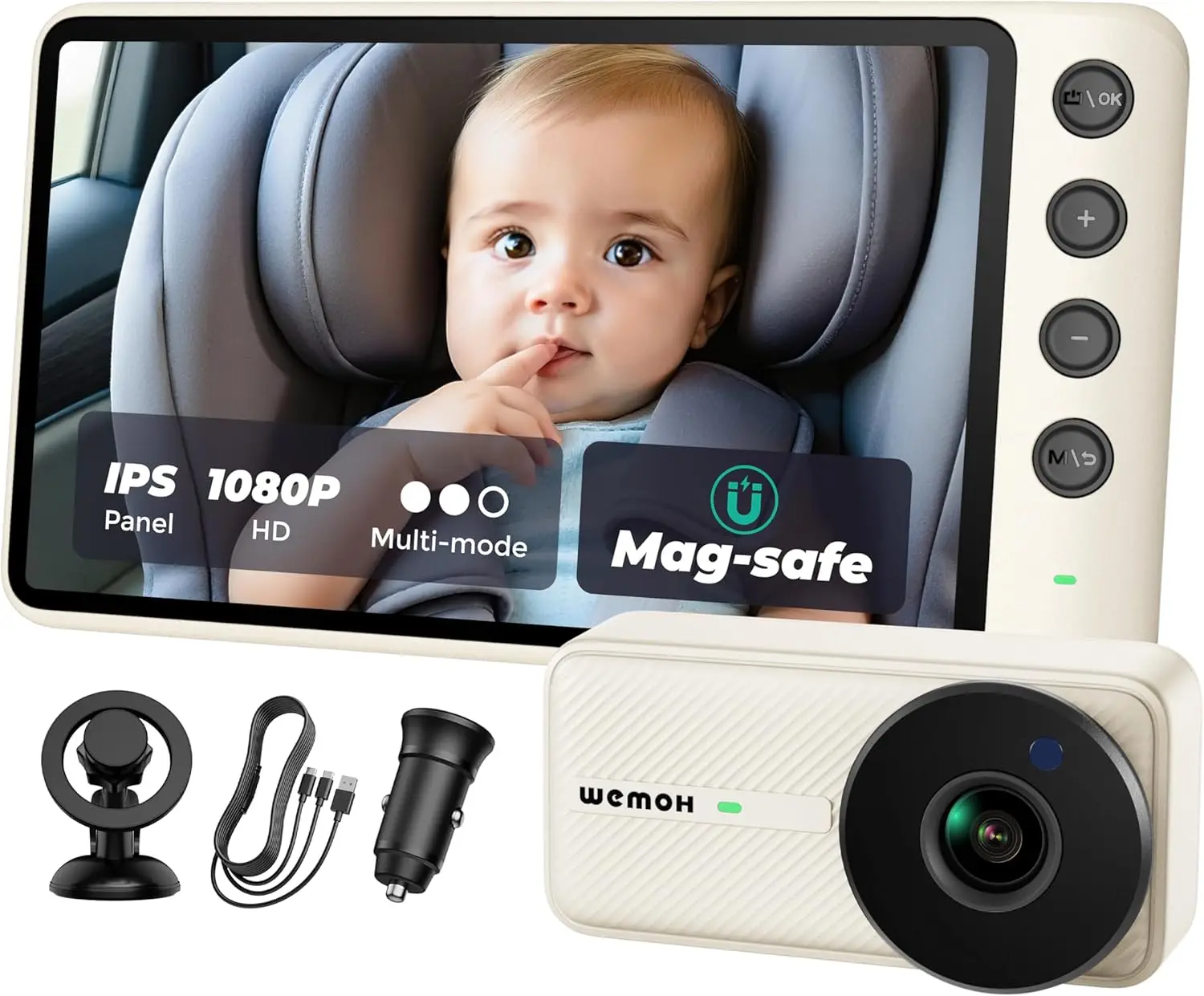 Magnetic Baby Car Camera with 1080P Monitor