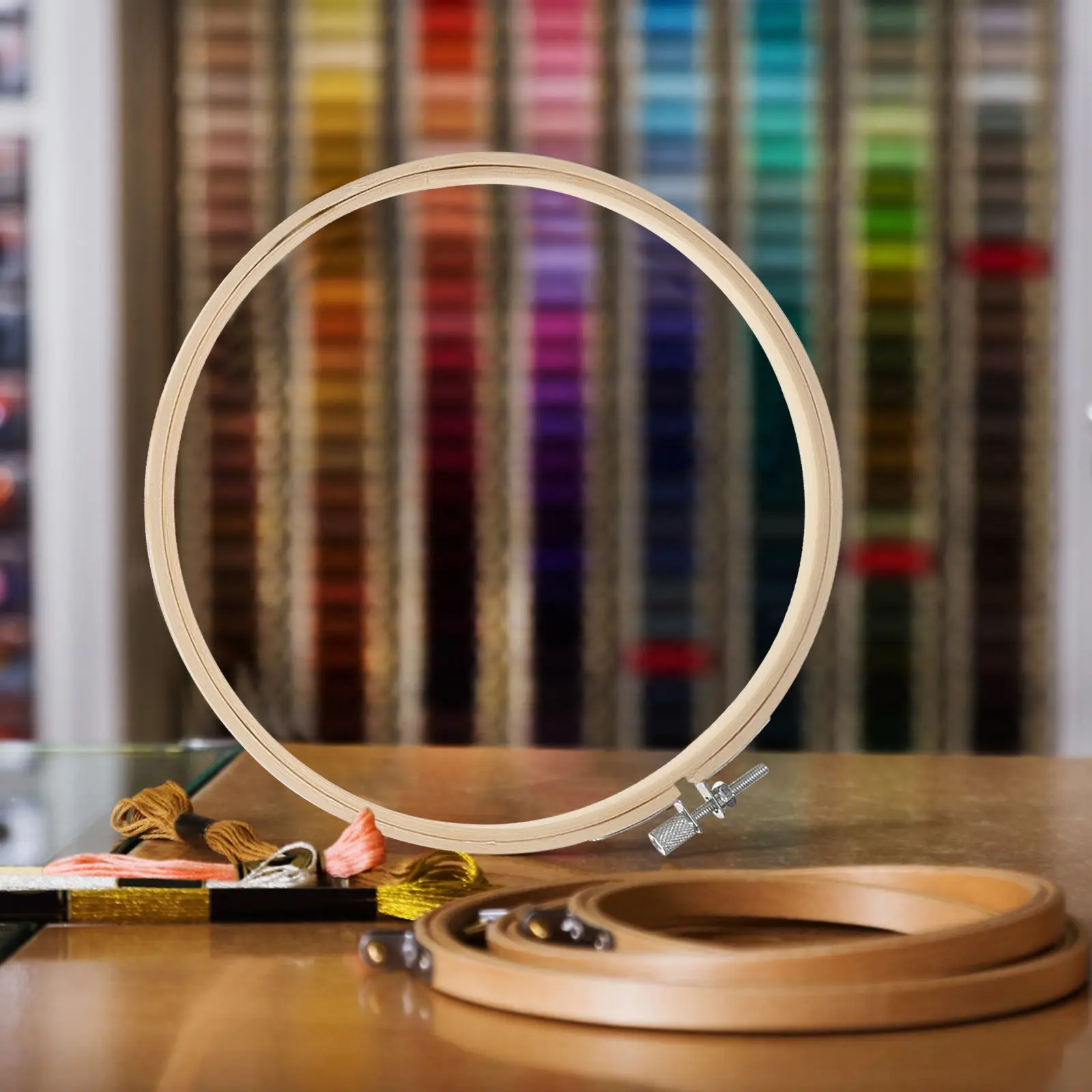 

6Pcs Bamboo Embroidery Hoop Set Multi Size Smooth Finish Frames for Stitching Sewing Craft Lovers Starter Kit