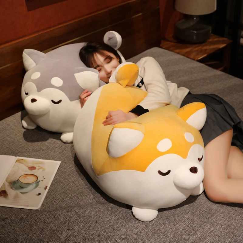 1pc 30-70CM Fatty Husky Plush Toys Soft Stuffed Cartoon Animal Dog Pillow Girl's Room Sleeping Cushion  Kids Gift