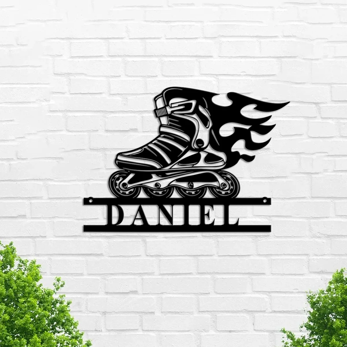 Metal roller blade design, art decor Room sign, custom name sign creative skate skating sport christmas gift For Her, Him, Kids
