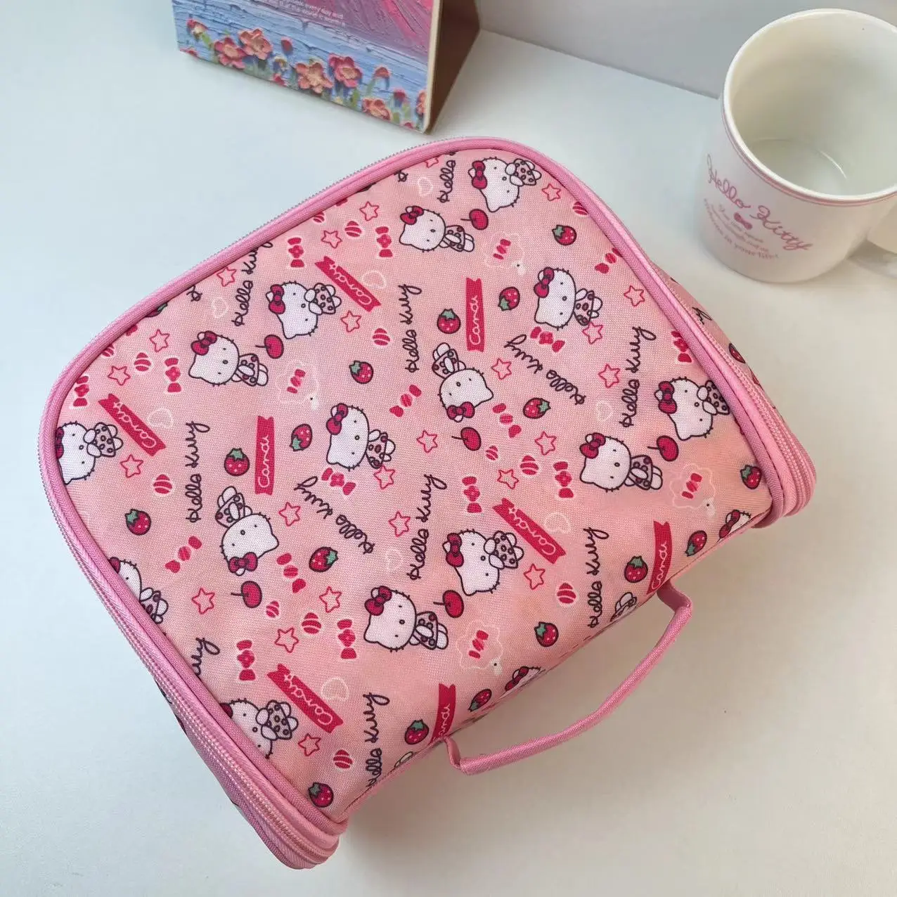 

Cute Cartoon Sanrio Large Capacity Hello Kitty Makeup Bag Portable Storage Bag Travel Wash Bag Student Stationery Bag Girls Gift