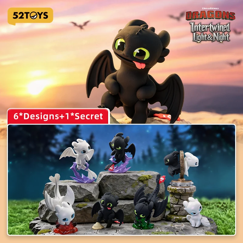 52TOYS Blind Box How to Train Your Dragon Intertwined Light & Night Series Kawaii Anime Action Figure Cartoon Model Surprise Box