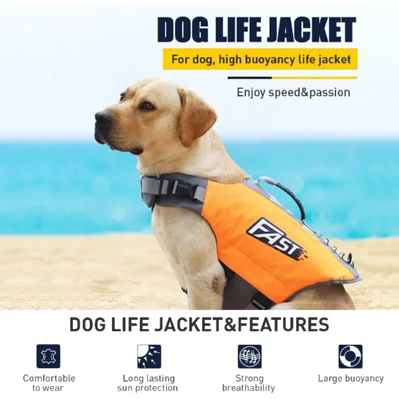 Pets Floatation Vest Adjustable Ripstop Safety Dog Swimsuit for Summer Beach Surfing Training Essential Dog Life Jacket Supplies view 6