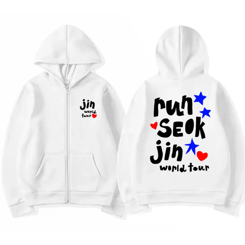Jin Runseokjin World Tour 2025 Clothing Men Women NEW Casual hoodie Coat Fleece Hip Hop Zip Up Jacket vintage Hip Hop streetwear
