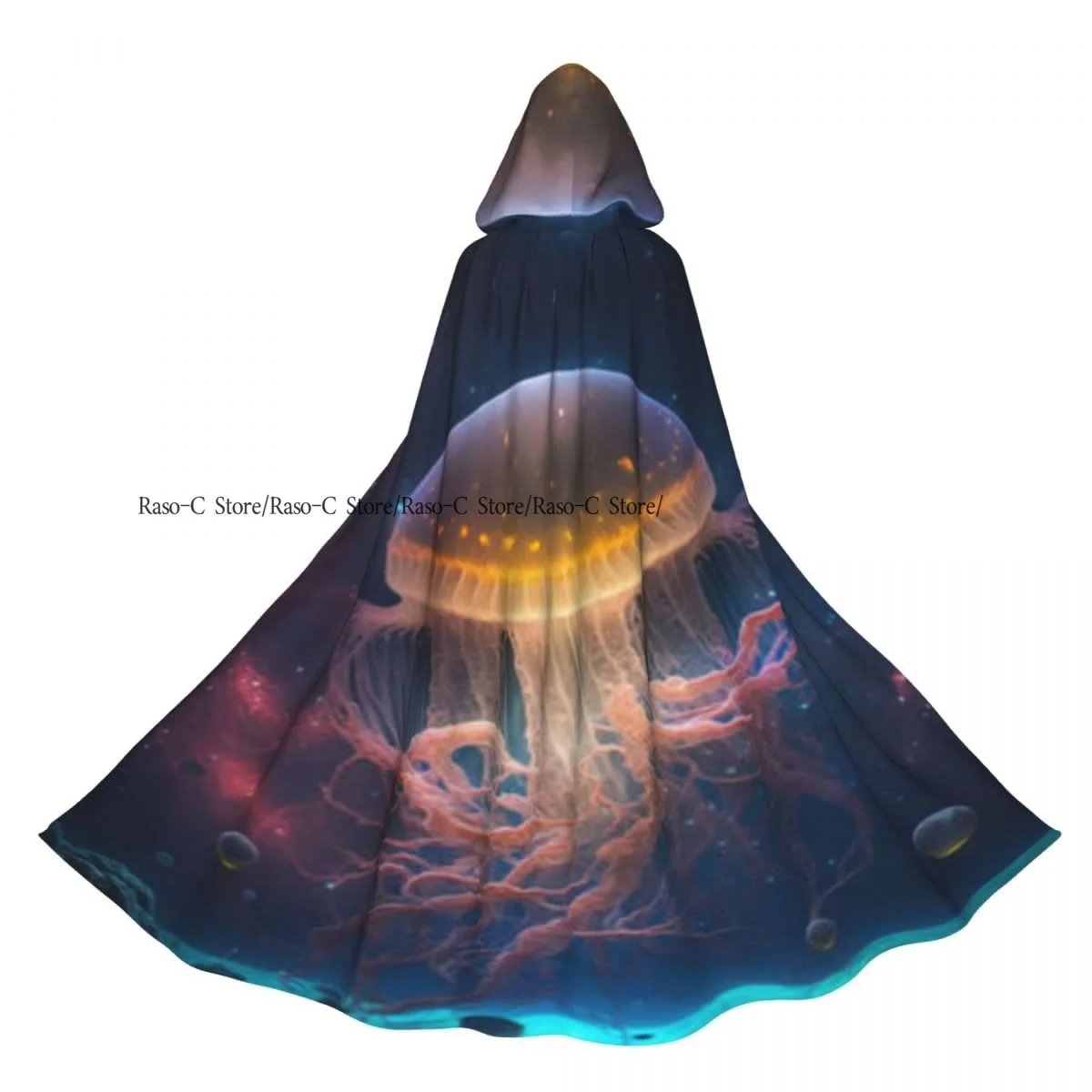 عباءة مقنعين للجنسين عباءة مع غطاء محرك السيارة قنديل البحر التوضيح عباءة مصاص دماء الساحرة كيب تأثيري حلي #2