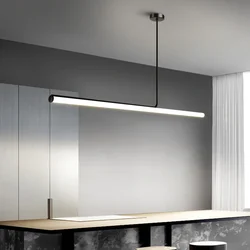 Modern Led Pendant Lamp White Office Island Indoor Lighting Home Led Lamps Black Pendant Light Kitchen Long Strip Suspension