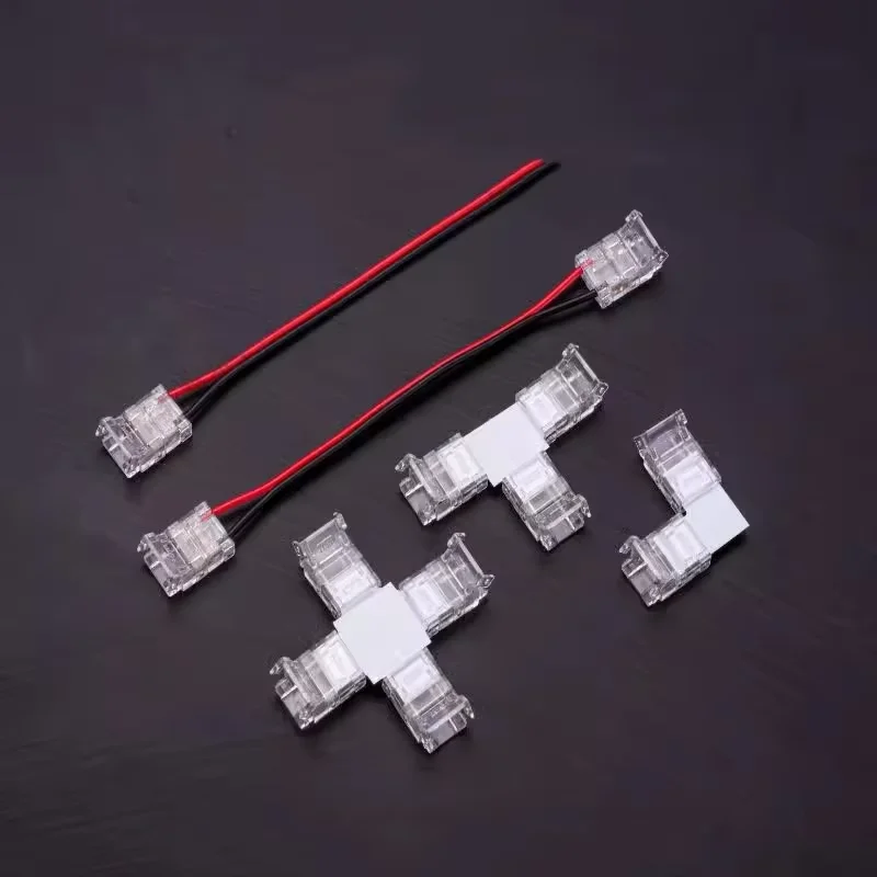 5pcs COB LED Strip Connector 2Pin L T X Shape Extension Wire Terminal LED Connectors for 8mm 10mm IP20 IP65 COB Tape Light