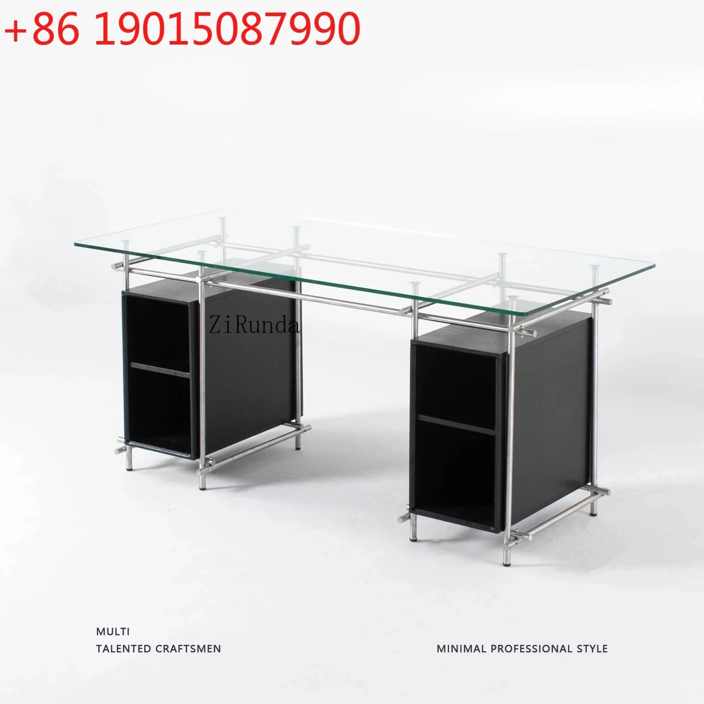 

Итальянский минималистичный стол из закаленного стекла и нержавеющей стали, длинный рабочий стол