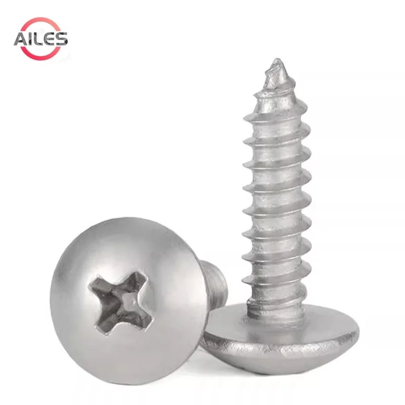 316 Stainless Steel Truss Head Cross Recessed Self Tapping Screws Cross Recessed Mushroom Head Tapping Screws