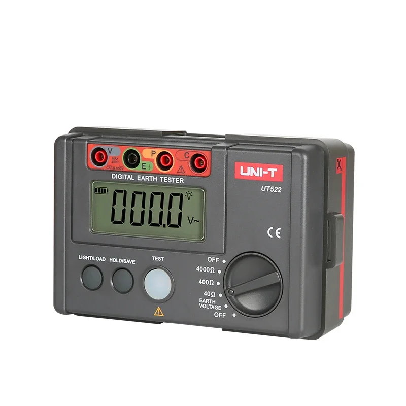 UT522 Ground Resistance Tester LCD Backlight Data Hold and Store Low Voltage Display