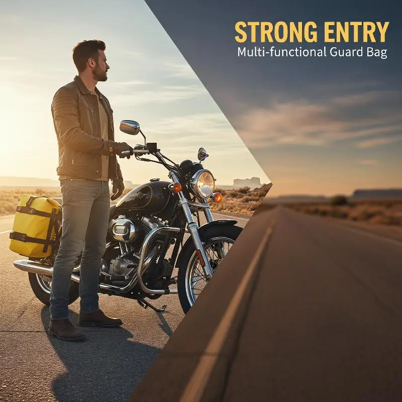 Universal Motorcycle Crash Bar Bag Waterproof PVC Large Capacity Motorbike Riding Storage Pouch for Weekend Rides