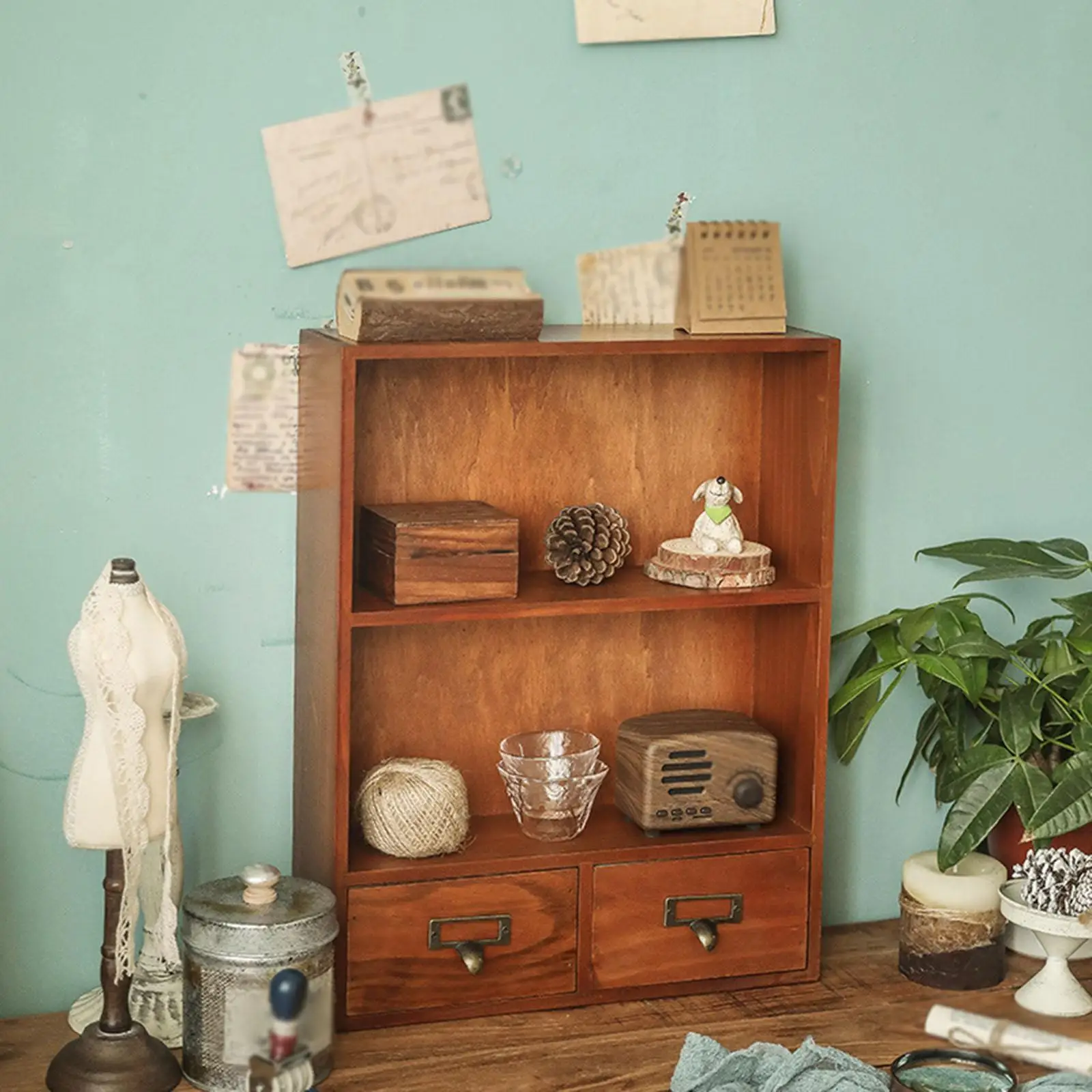 Vintage houten display plank opbergrek vitrine parfum organisator rustieke desktop opbergkast voor badkamers keuken